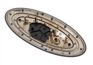 Ford F-150 Emblem Kit - Front/Rear - Ford Racing - Smoked Chrome Oval w/o Camera Provision - Black - `18-`23